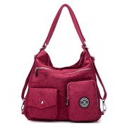 Multipurpose Water-resistant Nylon Shoulder Bag Top Handle Handbag Fashion Travel Backpack Purse for Women - Hand bag - $24.89 