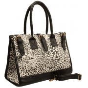 NADIRA White Snow Leopard Print Top Double Handle Office Tote Satchel Hobo Handbag Purse Shoulder Bag - Hand bag - $22.50 