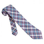 Navy Blue Silk Tie | Sunwashed Plaid Necktie - Tie - $39.95 