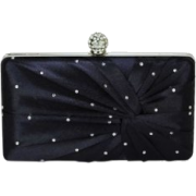 Navy Satin Crystal clutch bag - Torbe z zaponko - $25.00  ~ 21.47€