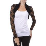 New Hot Fitted Party Cocktail Long Sleeve Floral Ruffle Sexy Lace Shrug Crop Jacket - Jacket - coats - $19.99 