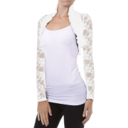 New Hot Fitted Party Cocktail Long Sleeve Floral Ruffle Sexy Lace Shrug Crop Jacket - Jacket - coats - $19.99 