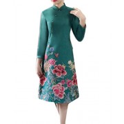 Nicelly Womens Classic Embroidered Lady's Chinese Gown Flexible Fit Retro Suede Gown - 连衣裙 - $83.53  ~ ¥559.68