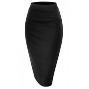 Noble U NBU Women Elastic Waist Band Stretchy Fabric Pencil Skirt - Skirts - $7.50 
