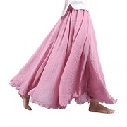 OCHENTA Women's Bohemian Style Elastic Waist Band Cotton Long Maxi Skirt - Skirts - $16.99 