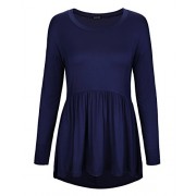OUGES Women's Long Sleeve Loose Ruffle Hem Casual Tops Blouse - Shirts - $29.99  ~ £22.79