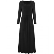 OUGES Women's Long Sleeve Pleated Casual Maxi Dresses With Pockets - Obleke - $35.99  ~ 30.91€