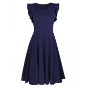 OUGES Women's Ruffles Cap Sleeve Casual Cotton Flare Dress - Dresses - $28.99 