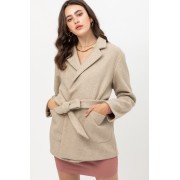 Oatmeal Fleece Belted Coat - Jacket - coats - $34.10 