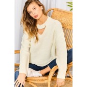 Off White Chocker Neck Oversize Sweater - Puloverji - $52.25  ~ 44.88€
