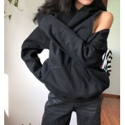 Off-shoulder hoodie street loose solid c - Pullover - $35.99  ~ 30.91€