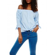 Off the Shoulder Striped Top - Top - $12.97  ~ 11.14€