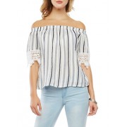 Off the Shoulder Striped Top - Top - $12.99  ~ 11.16€