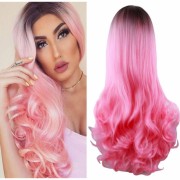 Ombre Wig Long Wavy  Black and Pink - コスメ - $15.00  ~ ¥1,688