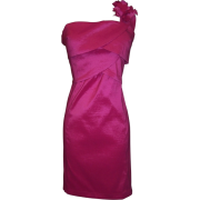One Shoulder Ruffle Strap Knee-length Taffeta Sheath Dress Fuchsia - Dresses - $49.99 