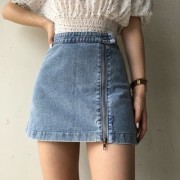 One-piece A-line high waist denim zipper casual wild skirt - Suknje - $27.99  ~ 24.04€