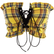 One-shoulder plaid strap wrap chest vest - Vests - $15.99 