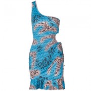One-shoulder waist cutout ruffle dress - Kleider - $19.99  ~ 17.17€