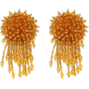 Orange Beaded Earrings - Uhani - 