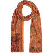 Orange floral wool scarf V&A shop - 丝巾/围脖 - 