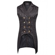 PAUL JONES Mens Gothic Steampunk Double Breasted Vest Brocade Waistcoat PJ0081 - Outerwear - $27.99  ~ 24.04€