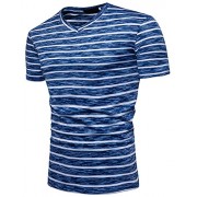 PAUL JONES Men's V Neck Summer Stripe Print T-Shirt Tops - Košulje - kratke - $20.99  ~ 133,34kn