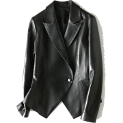 PEPLUM SINGLE-BREASTED LEATHER JACKET - Jacket - coats - $95.97 