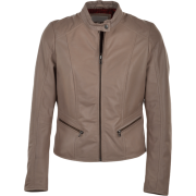 Pale Grey Womens Biker Leather Jacket - Jacket - coats - $232.00 