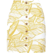 Parisian Yellow Leaf Print Button Front - Skirts - £9.00  ~ $11.84