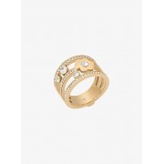 Pave Gold-Tone Floral Ring - Rings - $95.00 