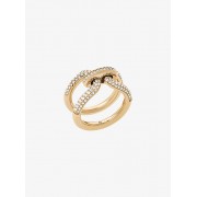 Pave Gold-Tone Link Ring - Rings - $85.00 