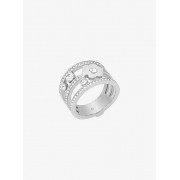 Pave Silver-Tone Floral Ring - Rings - $95.00 