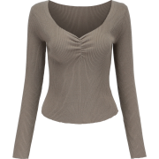 Peach Heart Collar Pleated Soft Long Sle - Пуловер - $29.99  ~ 25.76€