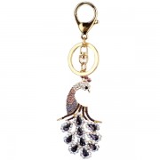 Peacock Bling Crystals Rhinestone Handbag Purse Charm Key Chain Keyring Holder Purple - Jewelry - $12.50 