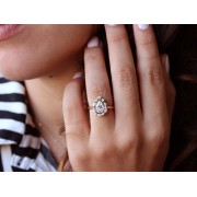 Pear Moissanite Diamonds Halo Engagement - My photos - 