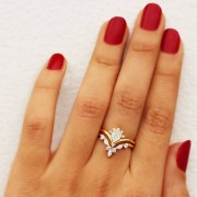 Pear diamond wedding ring set, Natural D - Mie foto - 