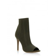 Perforated Knit Open Toe Booties - Boots - $44.99 