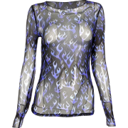 Perspective mesh blue flame printed long - Long sleeves t-shirts - $15.99 
