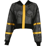 Perspective mesh hooded navel short zipp - Pullovers - $25.99 