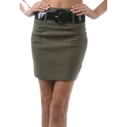 Petite Shirred Stretch Pencil Short Skirt with Wide Belt ( Choose Black, Purple or Red ) - Clearance Sale ! Red - Skirts - $14.99 