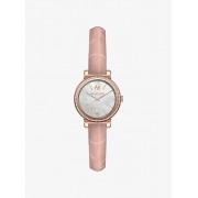 Petite Sofie PavÃ© Rose Gold-Tone Embossed Leather Watch - Ure - $260.00  ~ 223.31€