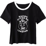 Piglet pattern letter T-shirt - T-shirts - $19.99 