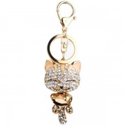 Pink Cute Kitten Bling Crystals Rhinestone Key Chain Keyring Holder Handbag Charm - Jewelry - $12.50 
