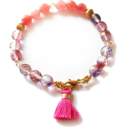 Pink Agate gemstone Bracelet with tassel - Bransoletka - $26.00  ~ 22.33€
