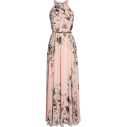 Pink Chiffon Maxi Dress - sukienki - 