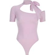 Pink Siamese Top Bow with Irregular Neck - Комбинезоны - $25.99  ~ 22.32€