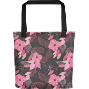 Pink and Black Floral Tote bag - Hand bag - $25.00 