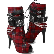 Plaid Studded Boots  - Boots - 