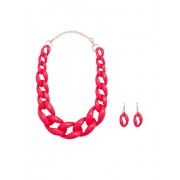 Plastic Curb Chain Necklace with Matching Earrings - Ohrringe - $6.99  ~ 6.00€