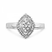 Platinum Plated Sterling Silver Baguette and Round Diamond Square Fashion Ring (1/4 cttw) - Rings - $109.84 